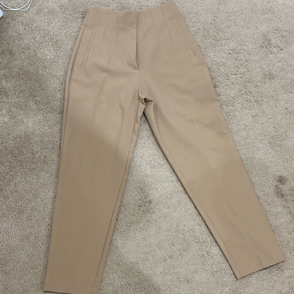 Zara Stylish Tan High-Waisted Pants